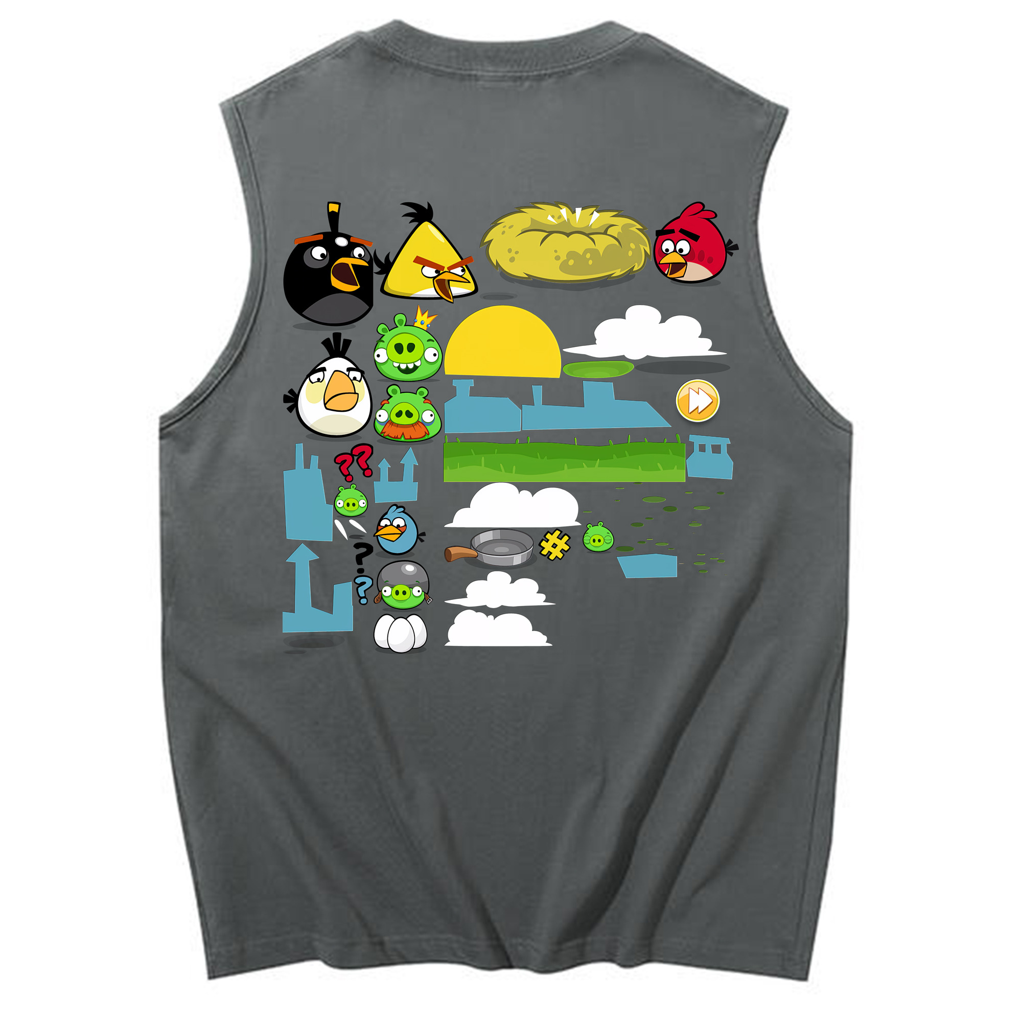 （画像用） Angry Birds アングリーバード コットン100％タンクトップ（背面プリント）